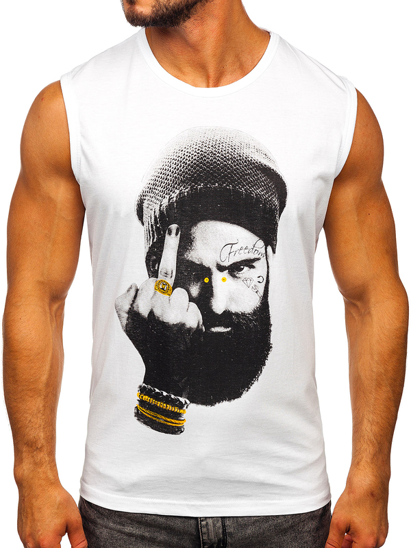 Herren Tank Top mit Motiv Weiß Bolf 14812