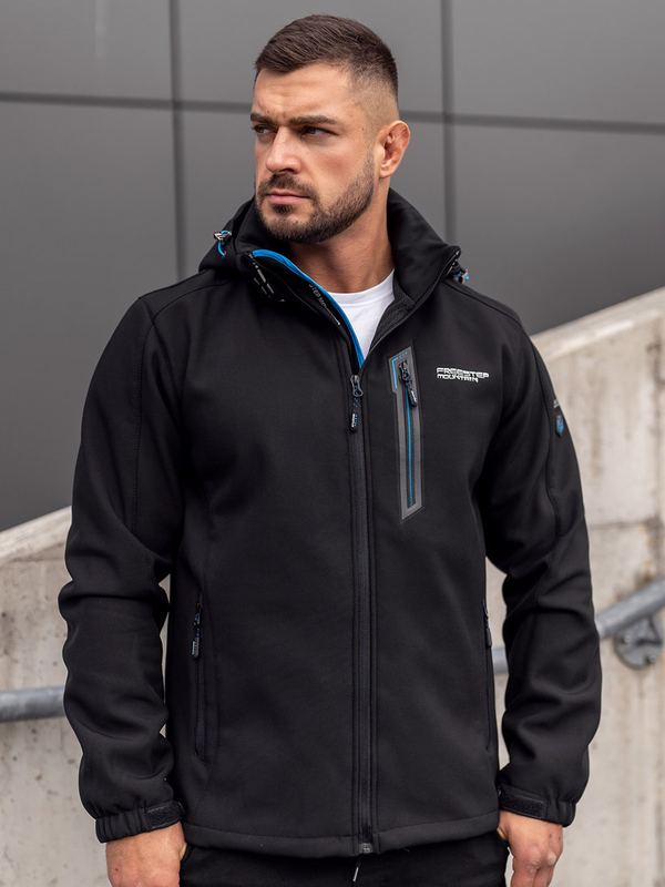 Herren Übergangskacje Sportjacke Schwarz-Blau Bolf WX061A