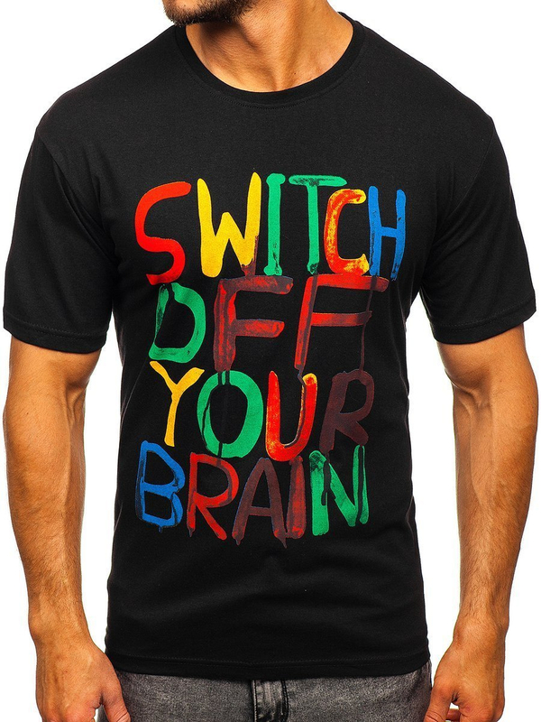 Herren T-Shirt mit Motiv Schwarz Bolf 1181