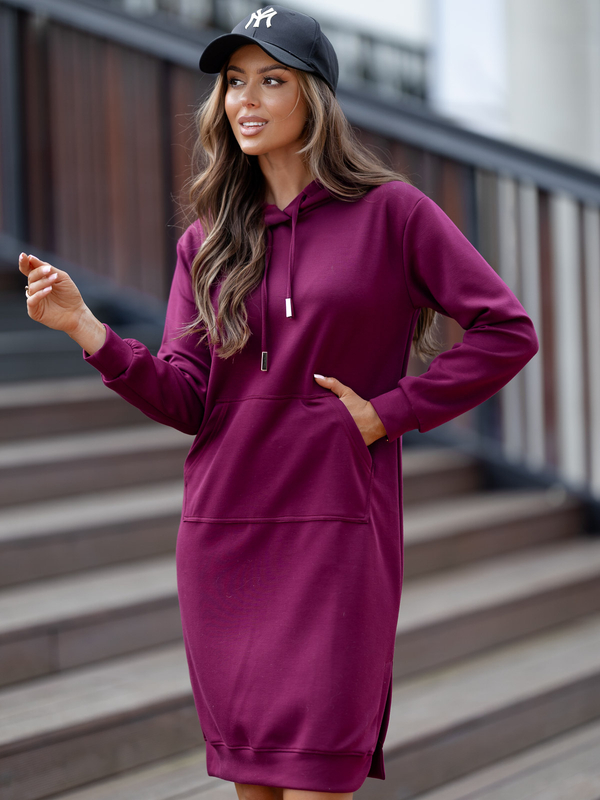 Damen Sportkleid mit Kapuze Weinrot Bolf 523
