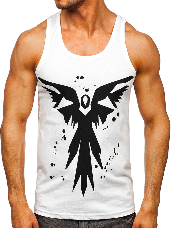 Herren Tank Top mit Motiv Weiß Bolf 14843
