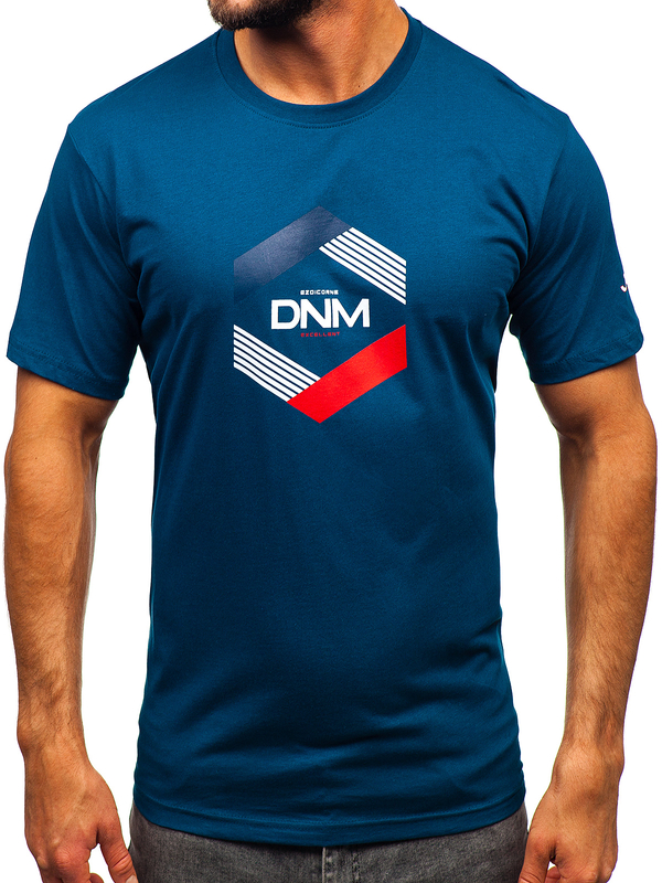 Herren Baumwoll T-Shirt Schwarzblau Bolf 14741