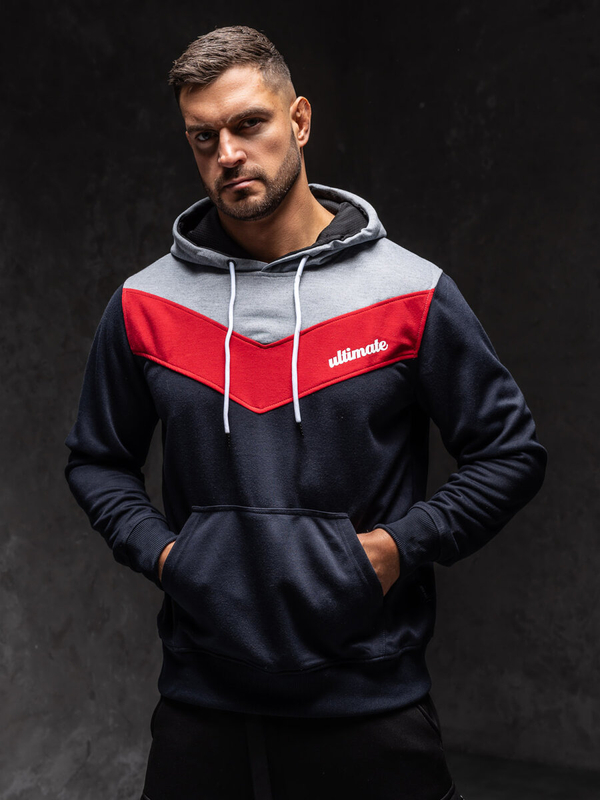 Herren Kapuzenpullover mit Motiv Grau Bolf W3878A1