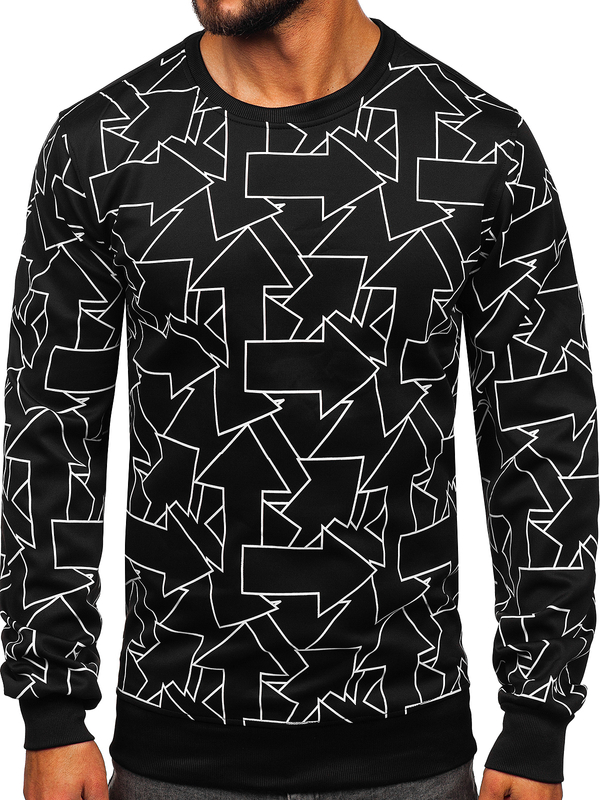 Herren Sweatshirt mit Motiv Schwarz Bolf 8B1111
