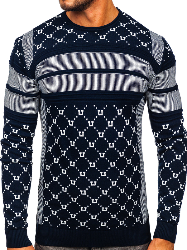Herren Pullover Dunkelblau Bolf 1059
