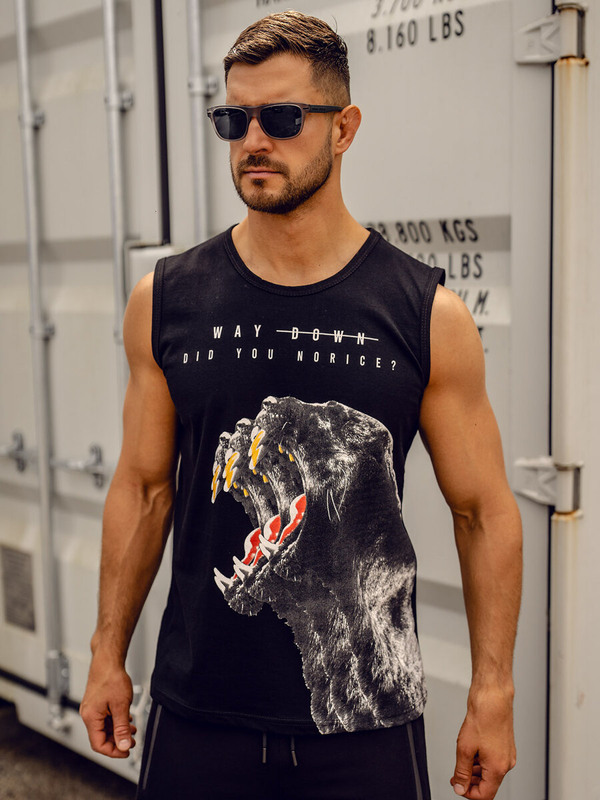 Herren Tank Top mit Motiv Schwarz Bolf 14808A