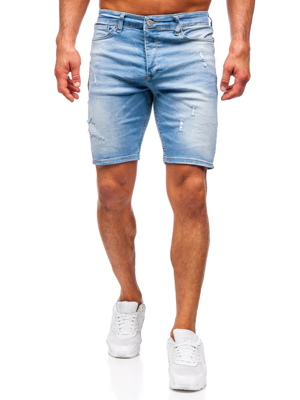 Herren Kurze Jeanshose Shorts Blau Bolf 0478