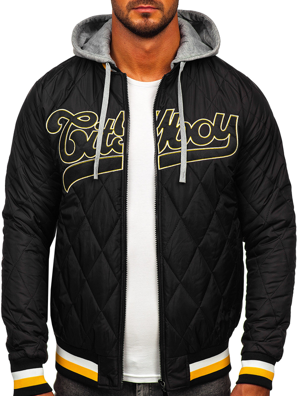 Herren Gepolsterte Übergangsjacke Bomberjacke Schwarzgrau Bolf HSS058