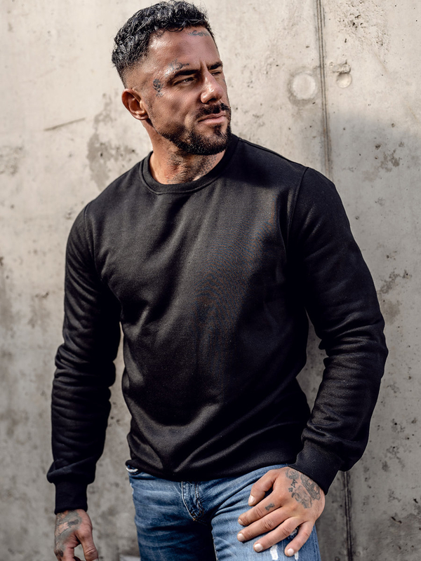 Herren Sweatshirt ohne Kapuze Schwarz Bolf 2001A