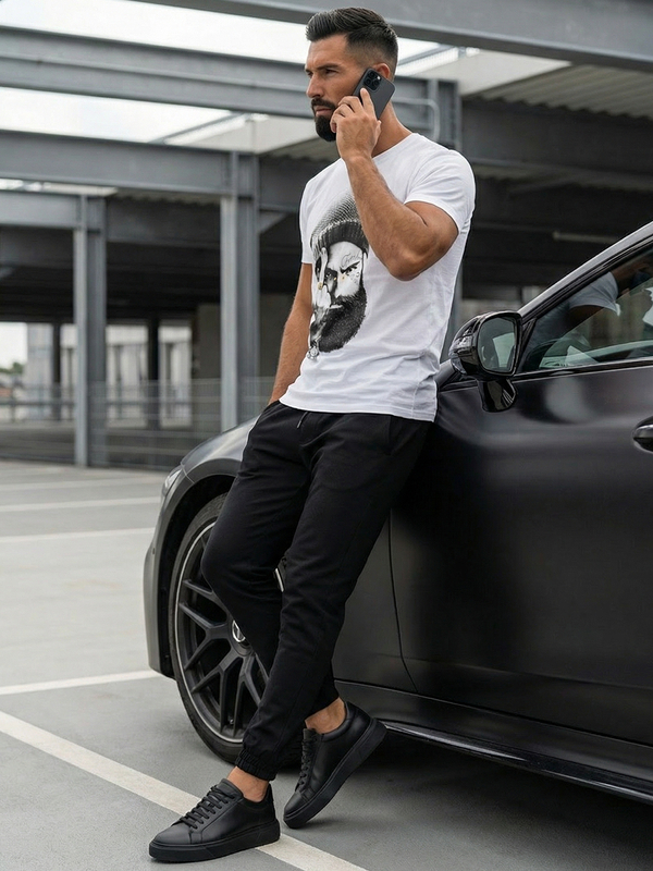 Herren T-Shirt mit Motiv Weiß Bolf 142175A