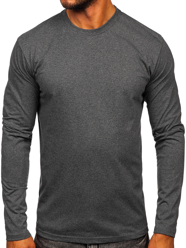 Herren Longsleeve ohne Motiv Anthrazit Bolf 1209