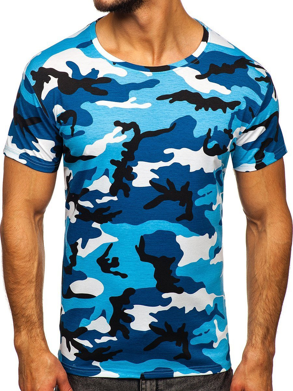 Herren T-Shirt Camo Azurblau Bolf S807