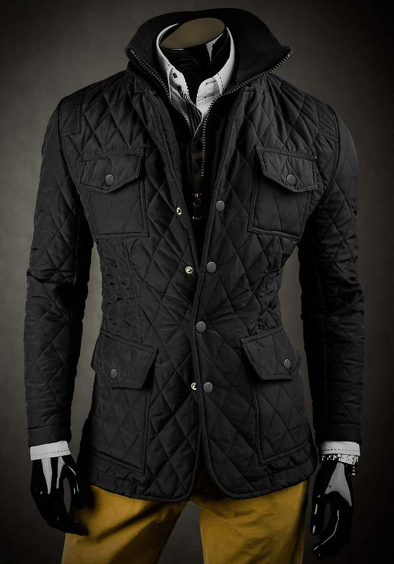Herren Gepolsterte Jacke Elegant Schwarz Bolf 802A