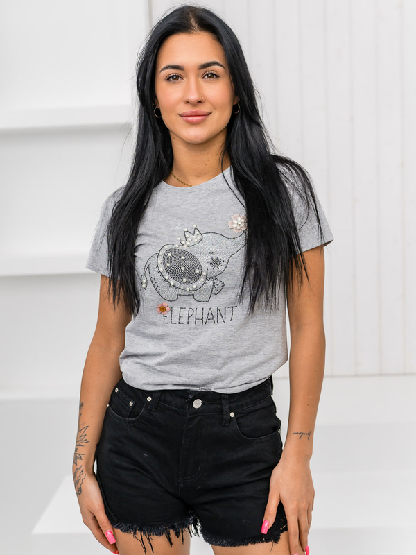 Damen T-Shirt mit Applikation Grau Bolf 96T625