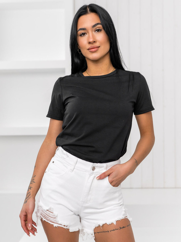 Damen T-Shirt ohne Motiv Schwarz Bolf SD211