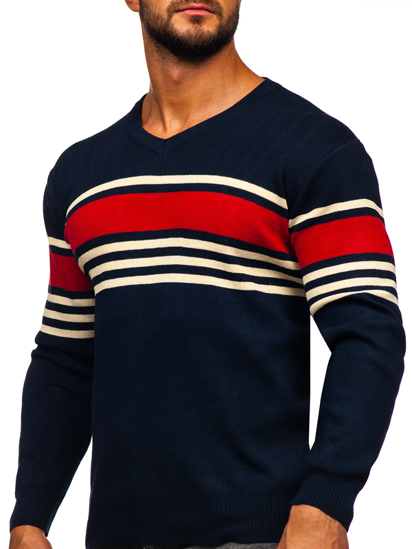 Herren Pullover mit V-Ausschnitt Dunkalblau Bolf S8536
