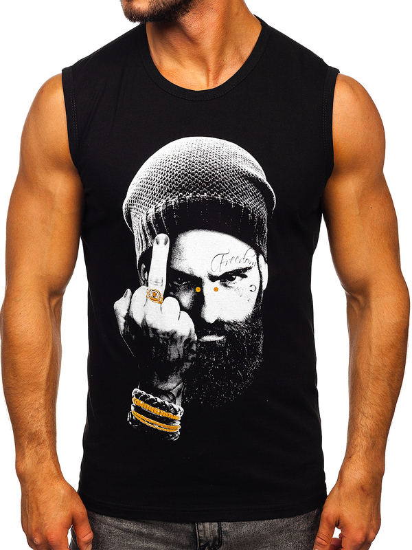 Herren Tank Top mit Motiv Schwarz Bolf 14812