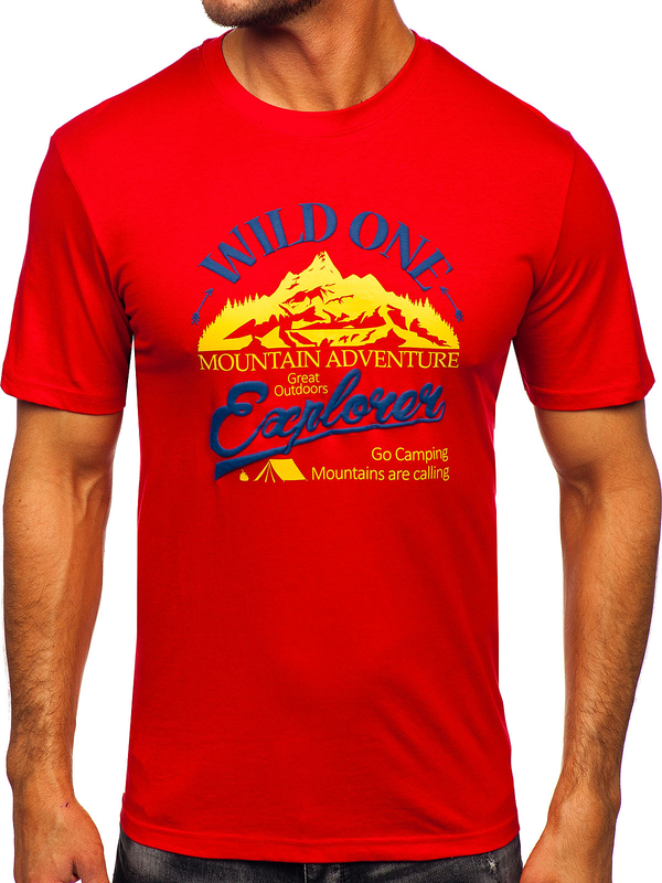 Herren Baumwoll T-Shirt mit Motiv Rot Bolf MPO3484