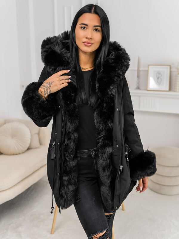 Damen Winterjacke mit Kapuze Schwarz Bolf 16M9062