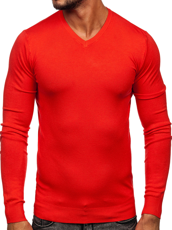 Herren Pullover mit V-Ausschnitt Orange Bolf YY03