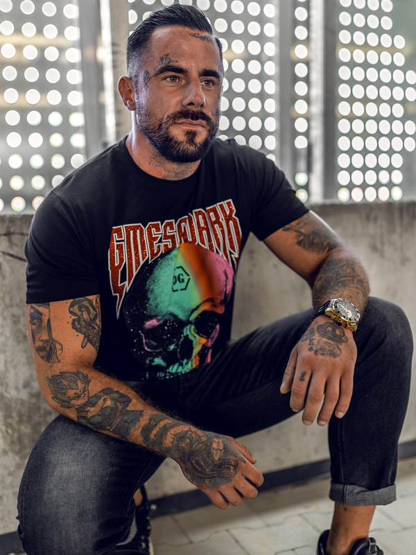 Herren T-Shirt mit Applikationen Schwarz Bolf 2352A