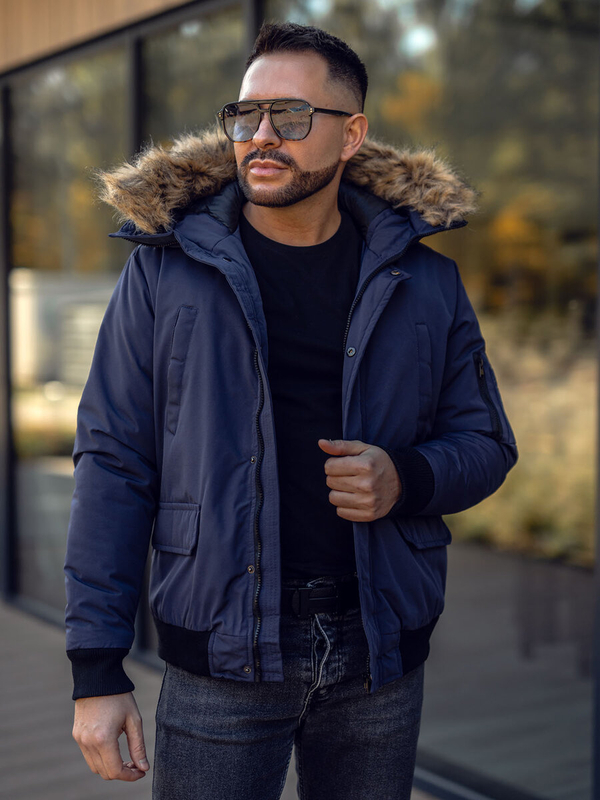 Herren Winterjacke Dunkelblau Bolf 2019