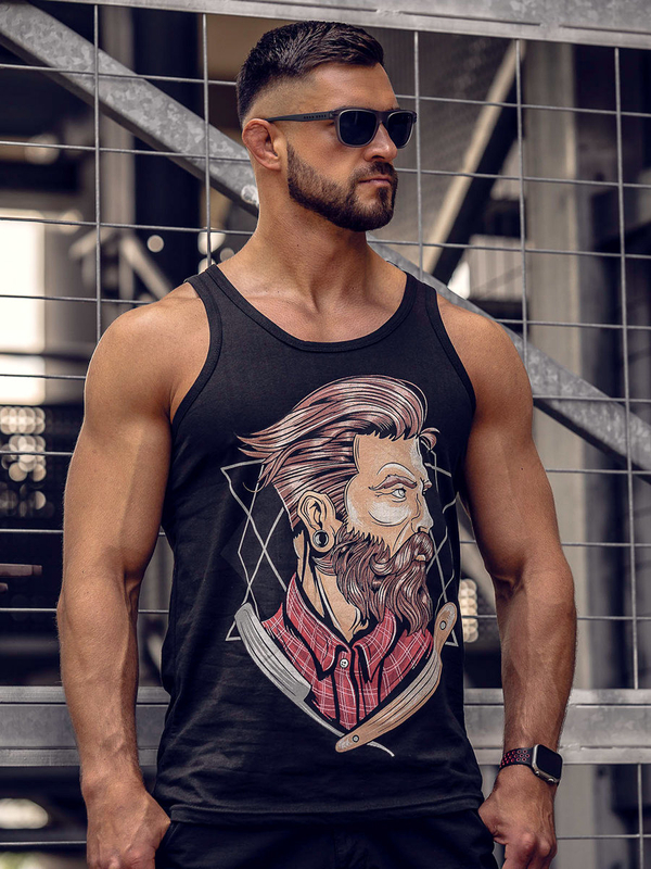Herren Tank Top mit Motiv Schwarz Bolf 143032A