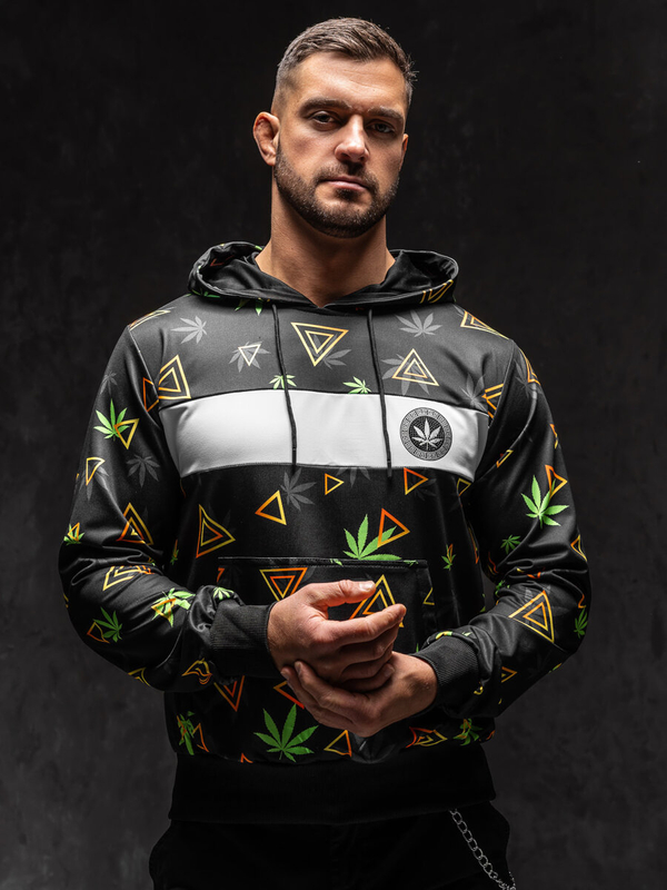 Herren Kapuzenpullover mit Motiv Schwarz Bolf HM631A1