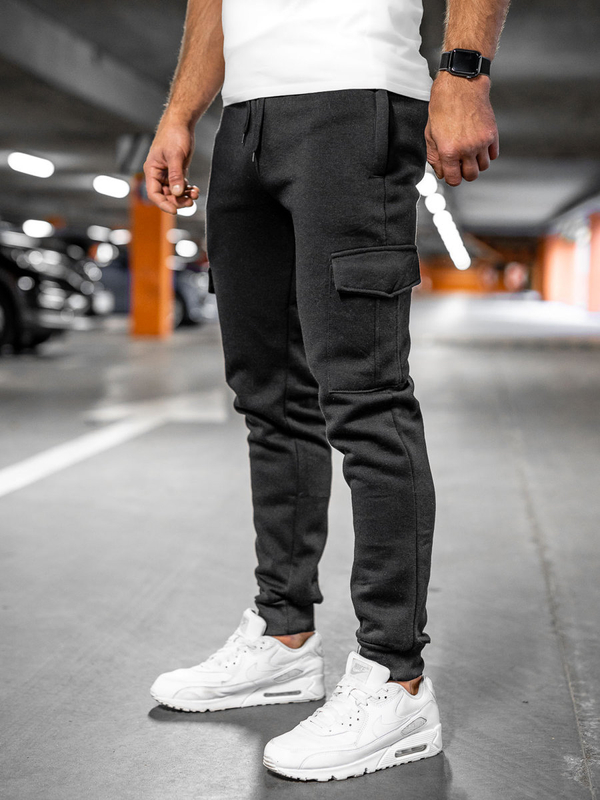 Herren Warme Sporthose Cargohose Joggers Schwarz Bolf JX326A