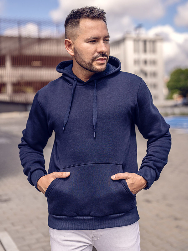 Herren Kapuzenpullover mit Kängurutsche Dunkelblau Bolf 1004