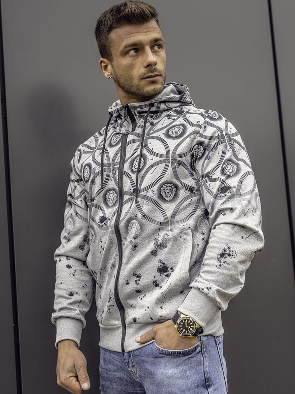 Herren Kapuzenpullover mit Reißverschlüss Grau Bolf 27B8122A