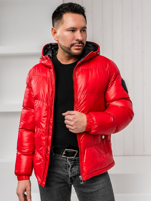 Herren Gepolsterte Winterjacke Rot Bolf 5M3198A1