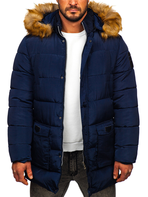 Herren Gepolsterte Winterjacke Dunkelblau Bolf 5M50
