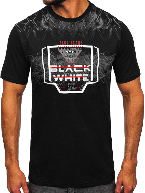 Herren T-Shirt mit Motiv Schwarz Bolf 14207