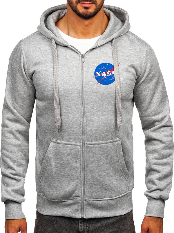 Herren Kapuzenpullovr mit Kängurutasche mit Motiv Grau Bolf 14603