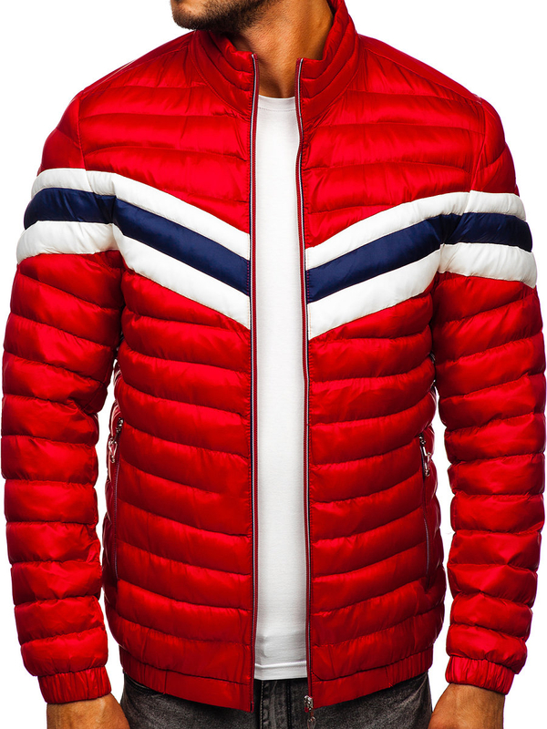 Herren Gepolsterte Winterjacke Sportjacke Rot Bolf 6574