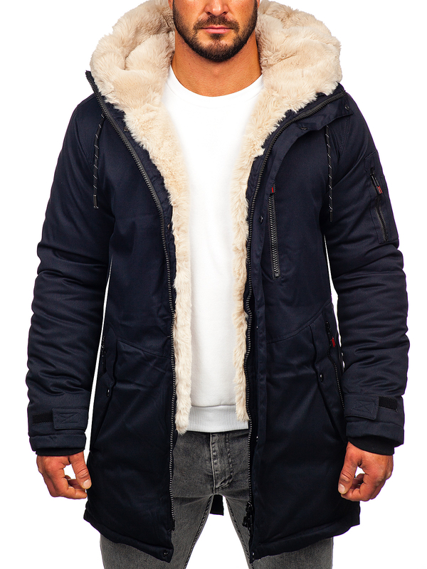 Herren Winterjacke Parka Dunkalblau Bolf 22M39