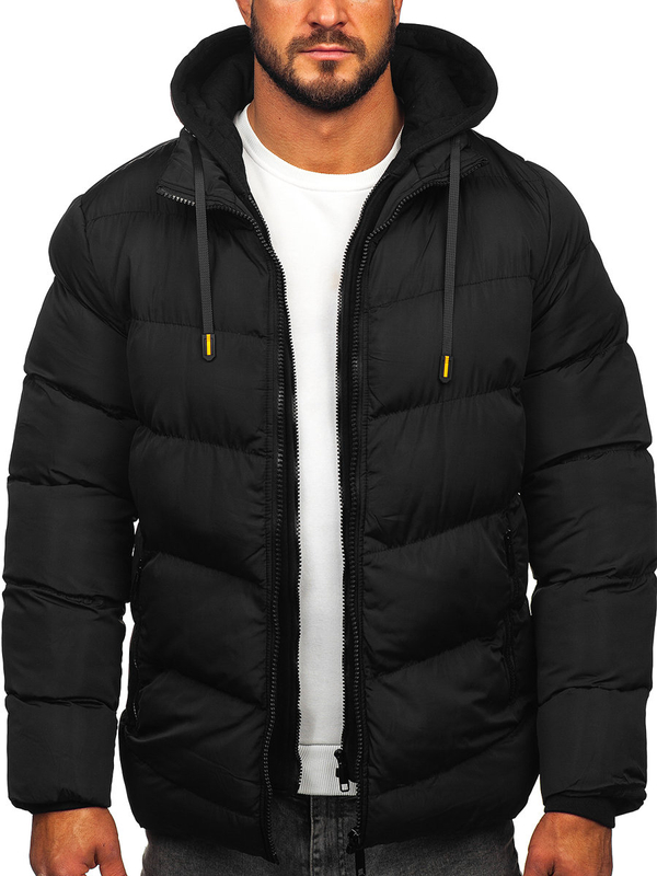 Herren Gepolsterte Winterjacke Schwarz Bolf 7325