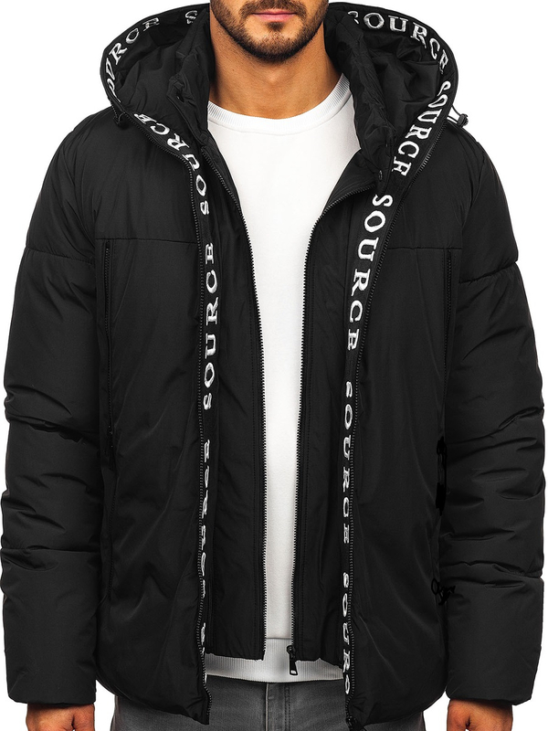 Herren Winterjacke Schwarz Bolf 22M330