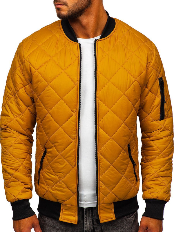 Herren Gepolsterte Übergangsjacke Bomberjacke Camel Bolf MY-01A