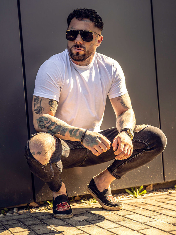 Herren Baumwoll Uni T-Shirt Weiß Bolf 192397B