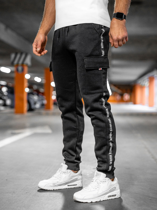 Herren Warme Sporthose Cargohose Joggers Schwarz Bolf JX8715A
