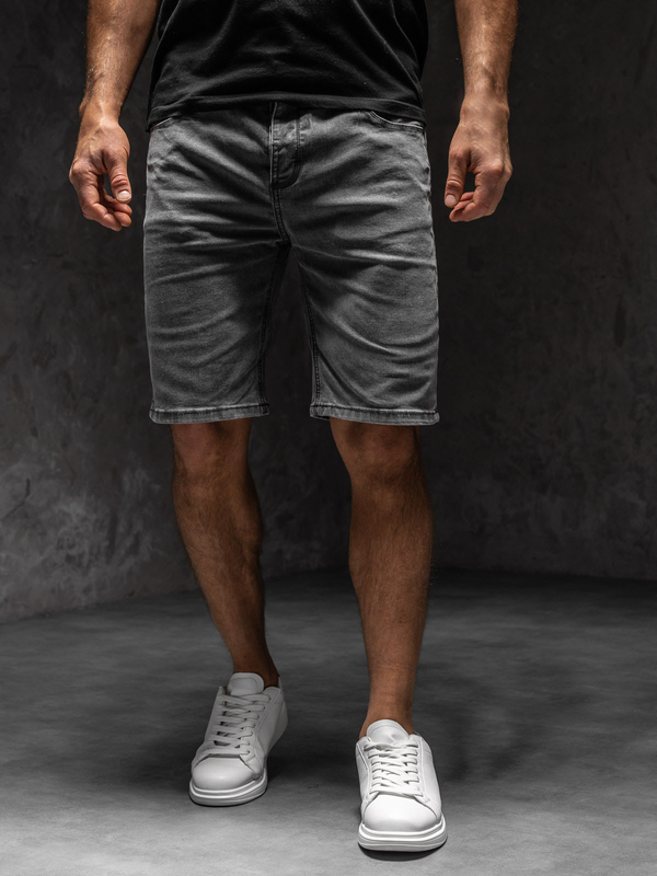 Herren Kurze Jeanshose Shorts Schwarzgrau Bolf MP0274A1