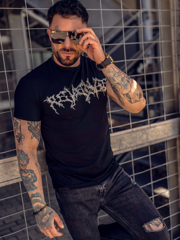 Herren T-Shirt mit Motiv Schwarz Bolf MT3027A