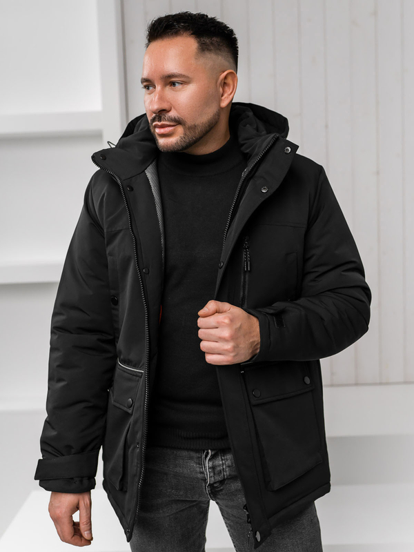 Herren Winterjacke Parka Schwarz Bolf 22M323A1