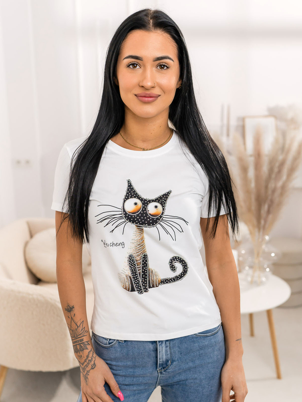 Damen T-Shirt mit Applikation Weiß Bolf 95T2515