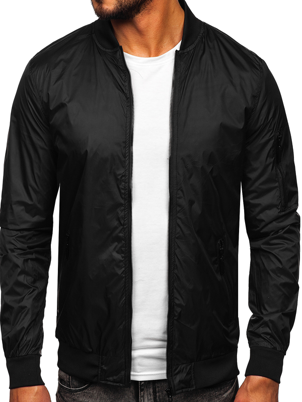 Herren Übergangsjacke Bomberjacke Schwarz Bolf 5M708