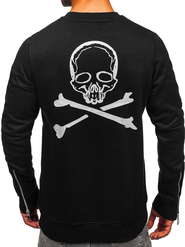 Herren Sweatshirt mit Motiv ohne Kapuze Schwarz Bolf MF2014