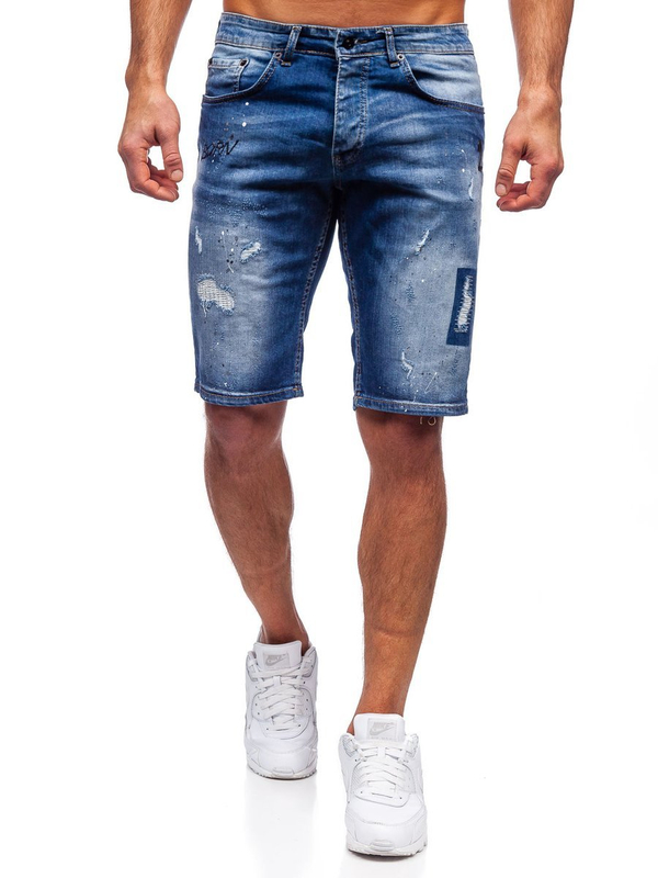 Herren Kurze Jeanshose Dunkelblau Bolf 3007