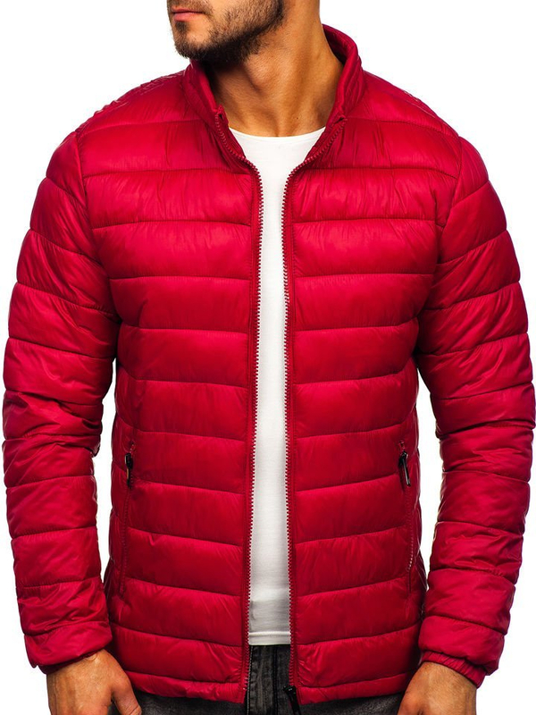 Herren Gepolsterte Winterjacke Weinrot Bolf 1119